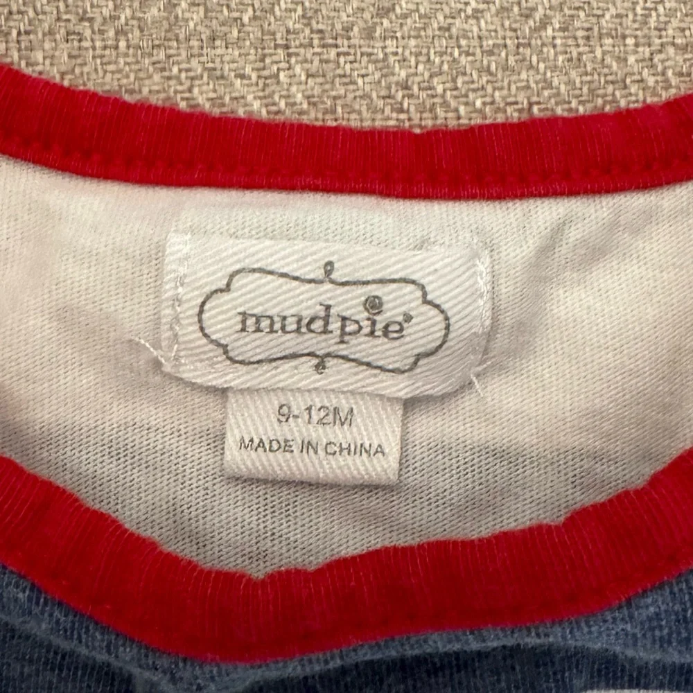 Mudpie blue and white Crab Onesie - 9-12 months
